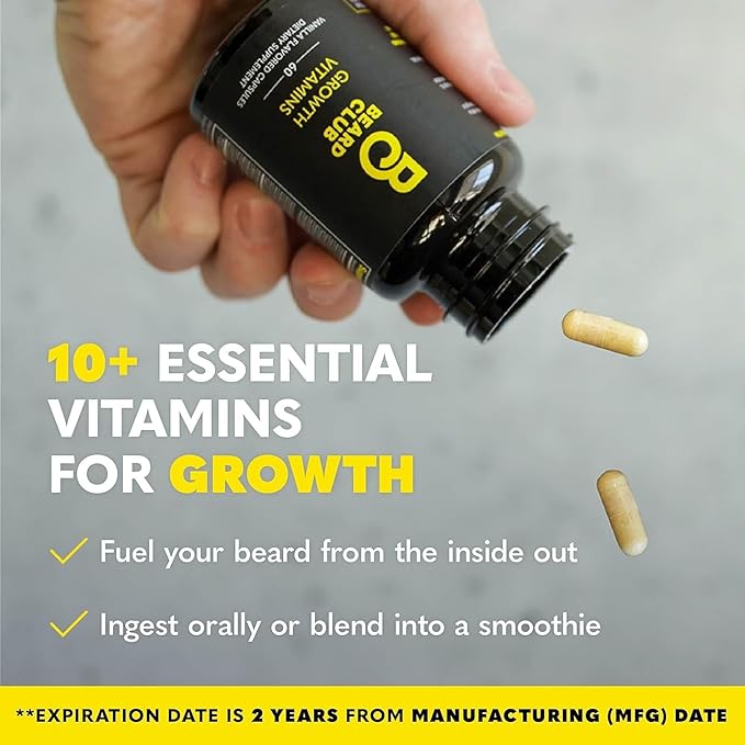 The Beard Club Supreme Beard Growth Kit - Derma Roller Growth Oil Vitamins Vitamin Spray Biotin Balm Thickening Conditioner Shampoo Comb &amp Cleansing Spray - Gift Set