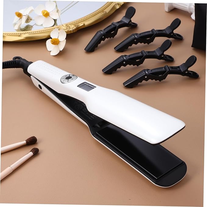 Hair Straightener and Curler Flat Iron with Ceramic Plates PTC Heating for Even Heat Temperature Control Extra Long Cord Sleek White Design US Plug for Women