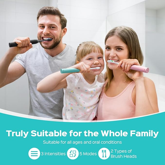 COSLUS Water Dental Flosser Teeth Pick &amp Sonic Electric Toothbrush for Adults and Kids for Sensitive Teeth Braces Travel &amp Home Use