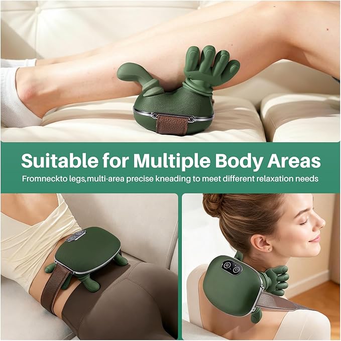 Neck and Shoulder Massager - Bionic Heated Massager Cordless Portable Electric Shiatsu Massager Deep Tissue 4D Kneading Massage Simulated Human fingers Design for Pain Relief and Muscle Relax