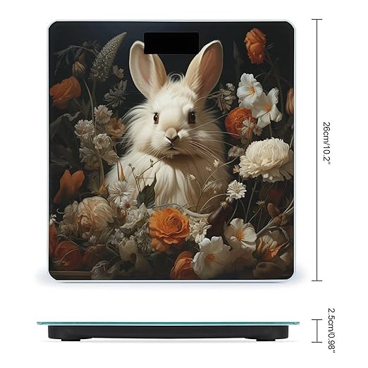 Rabbit and Flowers Smart Scale for Body Weight Accurate Bathroom Scale with LED Display Digital Weight Scales Weighing Machine High Precision Scales for Bath Home