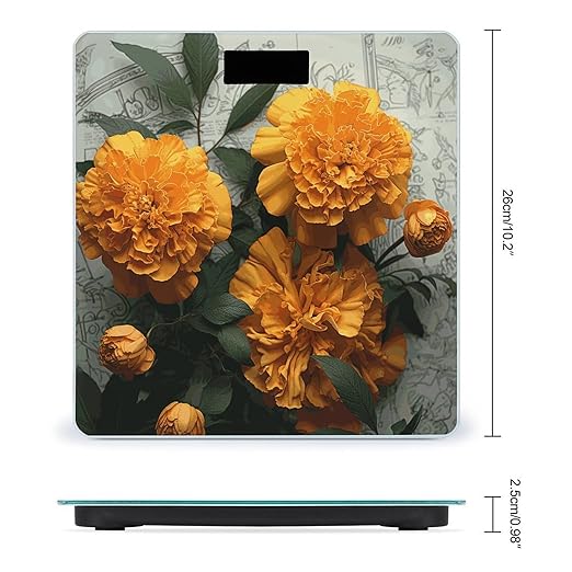 Marigold Weight Scale Large Bathroom Scales Digital Weight with Bright LED Display Non Slip Automatic Weighing Scale Fashion Weighing Machine for Body
