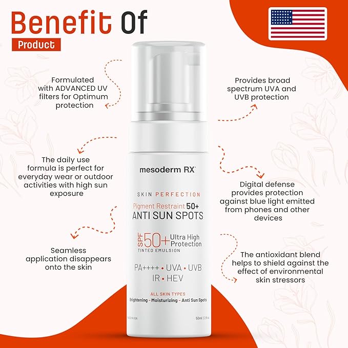 Pigment Restraint Anti Sun Spots Ultra High Protection Pigment Control-Protects Skin against Blue Light UVB UVA HEV IR-Facial Sunblock 50ml
