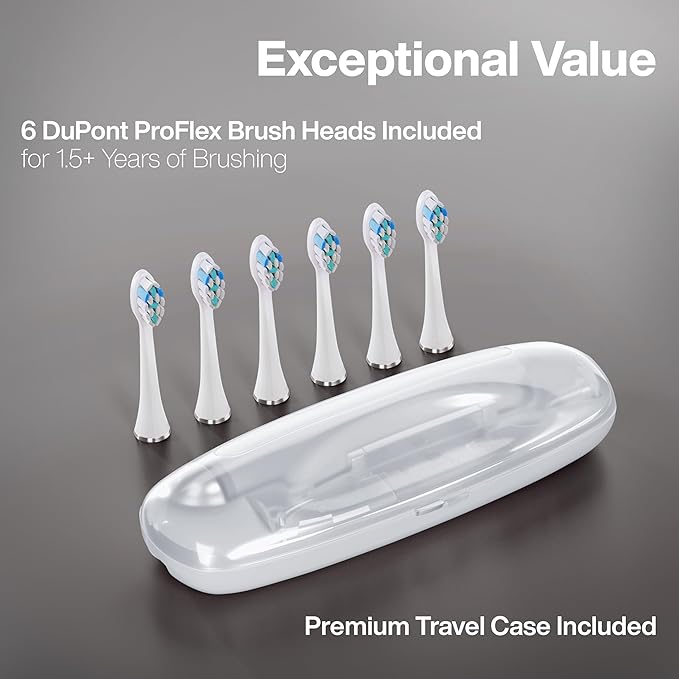 Aquasonic Vibe Series PRO – Ultra-Whitening Electric Toothbrush – 5 Modes &amp Smart Timers – Premium Travel Case &amp 6 Proflex Brush Heads – ADA Accepted Toothbrush (Charcoal Metallic)