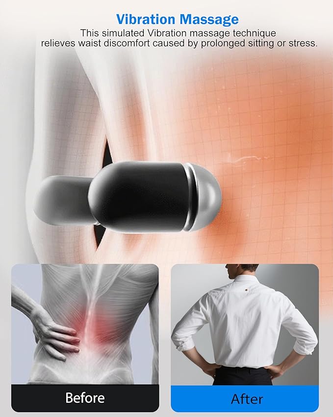 FSA Eligible HSA 3 in 1 Electric Lumbar Support Pillow -Lower Back Massager with Heat &amp VibrationAir Lift TechnologyErgonomic Memory Foam Back Massager for Pain Relief Deep Tissue