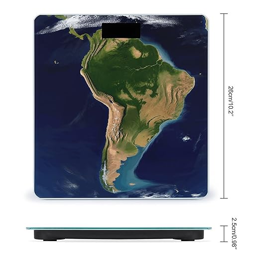South America Satellite Image Scale for Body Weight High Precision Digital Weight Scales with LCD Display Anti-Slip Sturdy Slim Tempered Glass Bathroom Scale for Home Use
