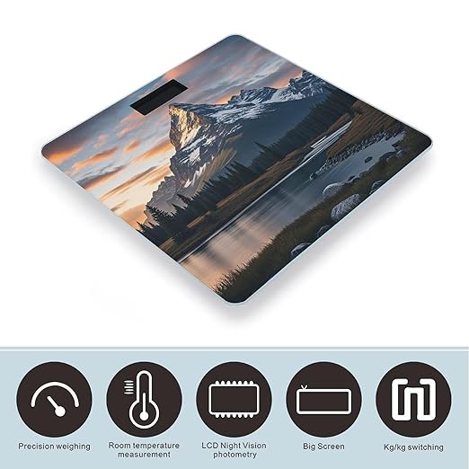 Mount at Sunset Scale for Body Weight Digital Bathroom Scale Toughened Glass High Precision Scales for Body Weight with Large LCD Backlight Display Weight Scales