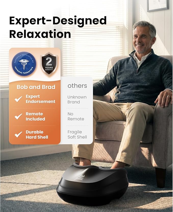 BOB AND BRAD Foot Massager with Heat and RemoteFSA Eligible HSA Eligible Shiatsu Deep Kneading Electric Feet Massager Machine for Plantar Fasciitis Men Size 12