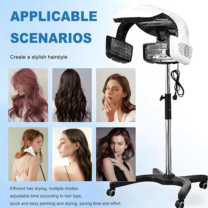 Professional Hair Dryer Freestanding Hair Salon Steamer Hair Color Processor with Wheels Base and LCD Display Professional Equipment for Hair Salon 110V
