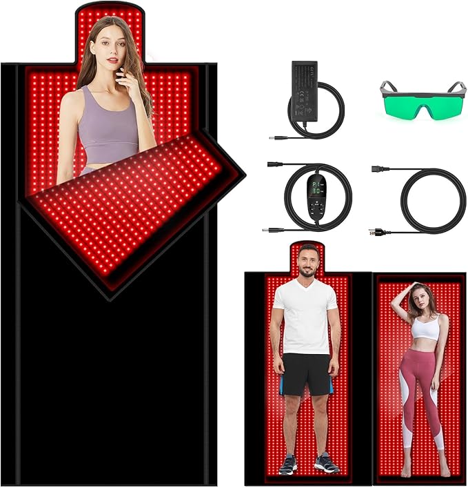 Red Light Therapy Mat for Full Body 84.6 x 88.6 Extra Large Size Near Infrared Mat with 2680 LEDs Beads 660nm &amp 850nm Dual Wavelengths Red Near Infrared Light Blanket Pad with 3 Modes and Time