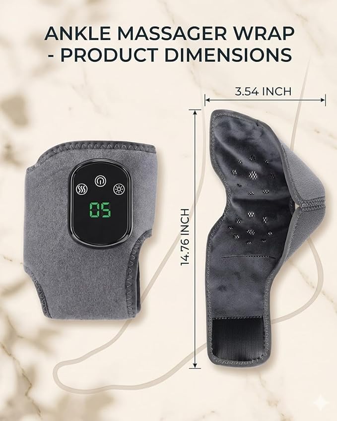 Triple Therapy Foot Massager Nerve Stimulator Portable Foots Renew Device Cordless Power Wrap Renew Device Method for Neuropathy with 3 Vibration and 5 Heat Level(2pcs)
