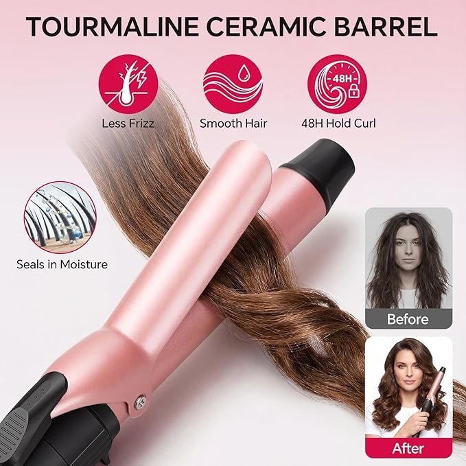 Curling Iron Set 3 in 1 Curling Wand with Interchangeable Ceramic Barrels 0.5 to 1.25 Inch 14 Temps Fast Heat for Multiple Curl Dual Voltage Travel Hair Curler