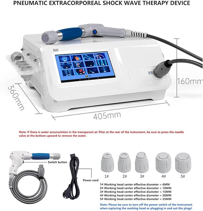 Q60 Shockwave Therapy Machine for Pain Relief and Joint Meridian Massage Equipment Full Body Massager with 5 Massage Heads/HD Touch Screen/12 Modes