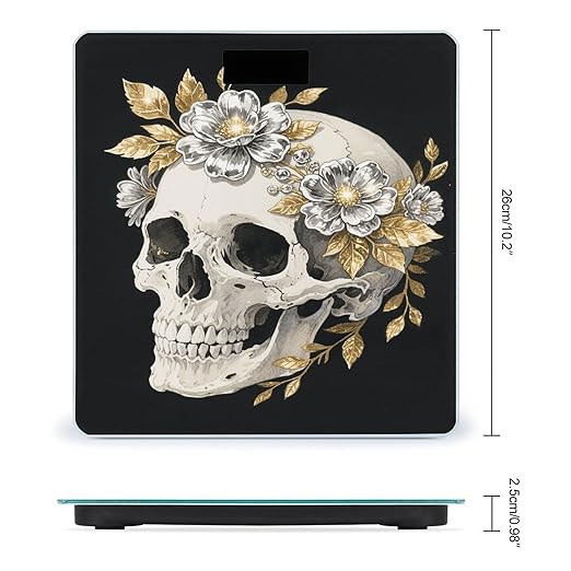 Flower Skull Weight Scale Large Bathroom Scales Digital Weight with Bright LED Display Non Slip Automatic Weighing Scale Fashion Weighing Machine for Body