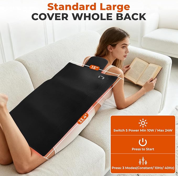 Red Light Therapy Mat 2in1 LEDs (660nm&amp 850nm) Red Light Therapy Blanket Premium Material Adjustable Timer &amp Intensity