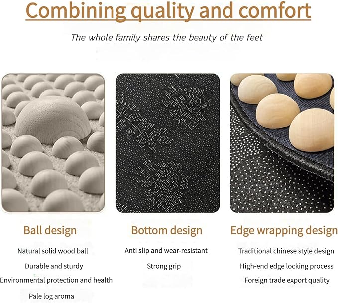 LIYAOLI Wood Foot Massager Mat - Portable Acupressure Pad for Pain Relief Foldable Pressure Point Relief Tool Home Spa Therapy Foot Massage Board Ideal Gift for Seniors