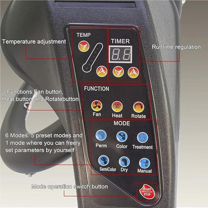 Hair Salon Colour Processor Climazone Orbiting Hair Dryer Hair Heater Professional Beauty Salon Equipment Hairdressing Adjustable Temperatu(Wallmounted)