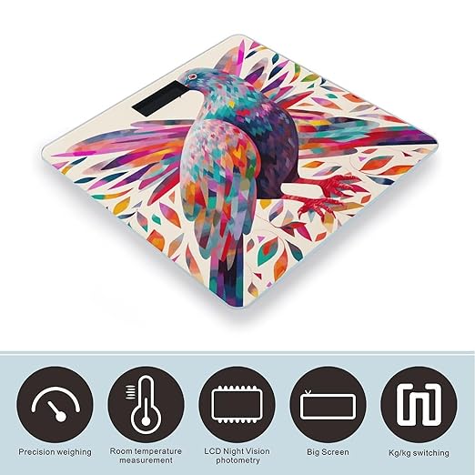 Colorful Pigeon Scale for Body Weight Sturdy Tempered Glass Weighing Scales with LCD Display Accurate Digital Bathroom Scale Convenient Body Fat Smart Scales Easy Read