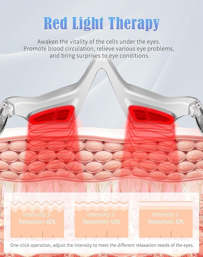 UTK Under-Eye Red Light Therapy Glasses for WomenEye Massager for Dark Circles Eye Bags Puffiness Wrinkles Fine Lines39g Ultra Lightweight RechargeableGift for Women Mom Girlfriend