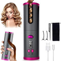 Automatic Curling Iron Hair Curling Iron for Hair Styling Cordless Auto Hair Curler with 6 Temps and Timers Auto Shut-Off Fast Heating Rechargeable Cordless Hair Curler 1 (Gray)