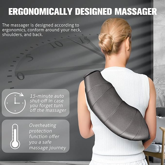 MagicMakers Neck Massager with Heat Gifts for Women Men Dad Mom Family Friend Mothers Day Fathers Day Christmas Shiatsu Kneading Back Massager for Shoulder Pain Relief Muscle Soreness