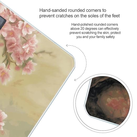 Oriental Peacock on Flower TreeScale for Body Weight with LCD High Precision Weighing Scales Fashion Sturdy Tempered Glass Weight Scales Easy-to-Read Digital Bathroom Scale for Daily 400lb