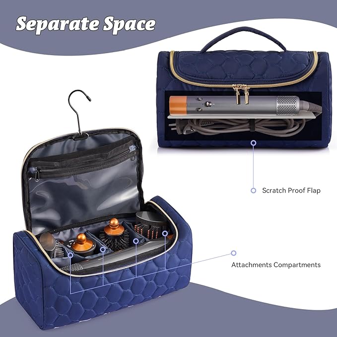 Travel Case for Dyson Airwrap Complete Style Portable Padded Storage Bag with Hanging Hook Fits All Dyson Airwrap Models &amp Attachments Blue