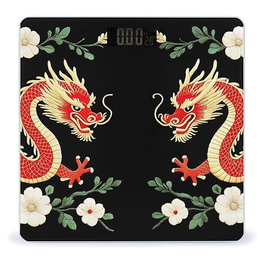 Women's Fashion Automatic Switch Digital Bathroom Weighing Scale Smart Scale Floral Chinese Japanese Dragon Flower