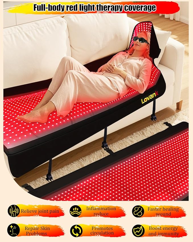 Red Light Therapy Mat for Full Body — 81x33 Infrared Red Light Mat with 2710 (660nm &amp 850nm) LEDs for Home Use