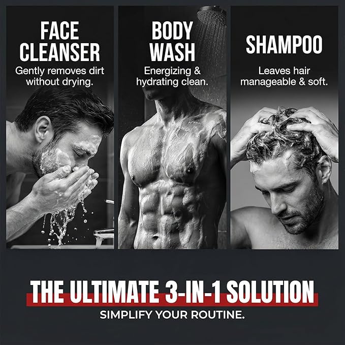 Dead Sea Collection Sandalwood Men’s Body Wash – 3 in 1 Body Wash for Men for Hair Face &amp Body – Moisturizing Shower Gel with Dead Sea Minerals – Pack of 2 (33.8 fl oz each)