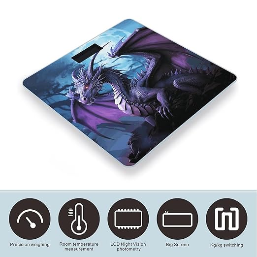 Purple Dragon Purple Moon Weight ScaleClear LED Display Bathroom Digital Weighing ScaleTempered Glass Digital Bathroom Scale for Body Weight Capacity Up to 400 Lbs
