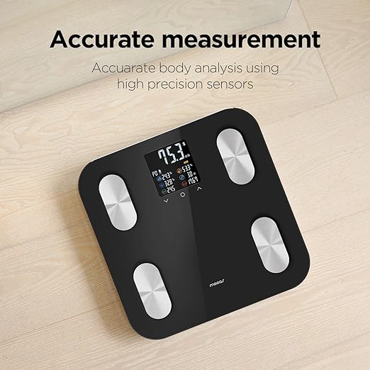 mooas Smart Scale for Body Weight Fat Bluetooth Scale Digital Bathroom Scale with BMI Body Fat Muscle Mass Composition LCD Accurate Wi-Fi Bluetooth Scale for Home Smartphone App 396 lbs (Black)