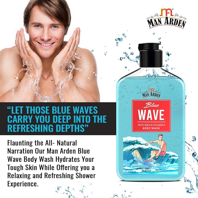 Man Arden Blue Wave Luxury Body Wash Infused With Shea Butter &amp Vitamin E 250ml