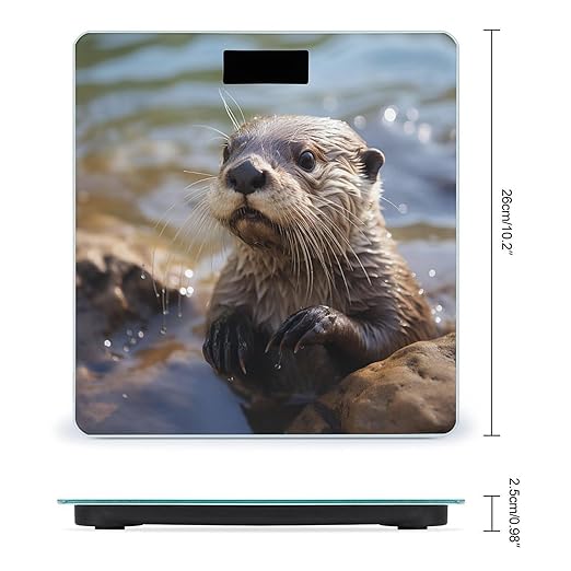 Digital Bathroom Scale for Body Weight Scale with Bright LCD Display High Accuracy Step-On Technology Auto On/Off Otter Playing in The Water Digital Scales 400 Lbs /180kg