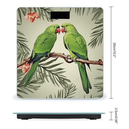 Couple Parrots Olive Digital Bathroom Scale for Body Weight with High Precision Digital Weighing Scale with BMI Clear LCD Display and Step-On Measures Weight Up to 180kg