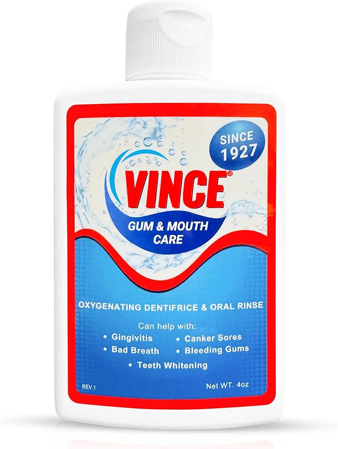 Vince Gum &amp Mouth Toothpaste Powder - Dentifrice &amp Mouthwash - Cavity Prevention - Gingivitis - Irritated Bleeding &amp Receding Gums - Canker Sore - Bad Breath - Inflammation - Tonsil Stone
