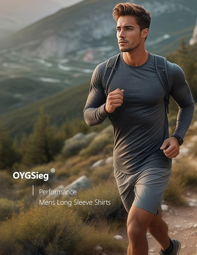 6/7 Pack Men's Quick Dry Long Sleeve Shirts UPF 50+ UV Sun Protection SPF Shirt Moisture Wicking T-Shirt for Casual Workout