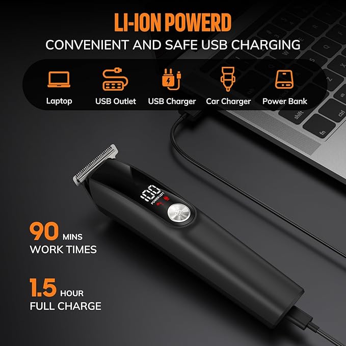 Beard Trimmer for Men Hair Clippers - 6 in 1 Professional Grooming Kit Cordless Hair Clipper Trimmers Set WaterproofElectric Shaver Razor for Face Nose Body Mustache