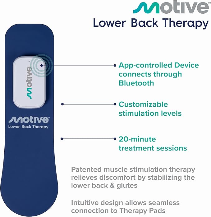 Motive Lower Back FDA-Cleared NMES Therapy: Strengthen Lower Back Muscles for Better Stability &amp Movement Support – 20-Min At-Home SessionsDrug Free
