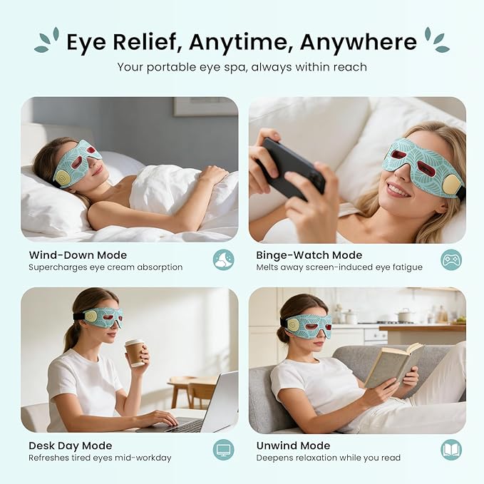 Red Light Therapy Eye Mask – Under Eye Massager for Dark Circles Eye Bags Wrinkles Crow’s Feet &amp Fine Lines Eye Rejuvenation for Men &amp Women