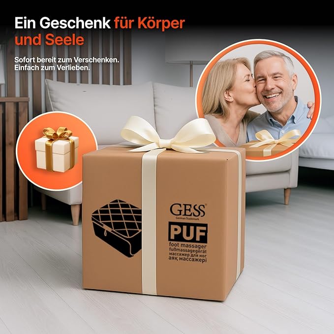 GESS PUF 3-in-1 Foot &amp Calf Massager Electric with Heat &amp Shiatsu Air Compression Timer - Massager for Blood Circulation &amp Relaxation at Home Beige