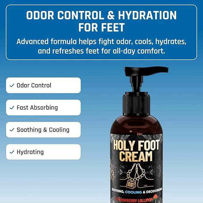 Derm Dude Men's Freshness Bundle | Amaze Ball Deodorant Spray 2oz (Sweet Whiskey Scent) + Holy Foot Cream 4oz (Strawberry Lollipop Scent)| Sweat &amp Odor Control for Groin and Feet | Talc-Free Non-