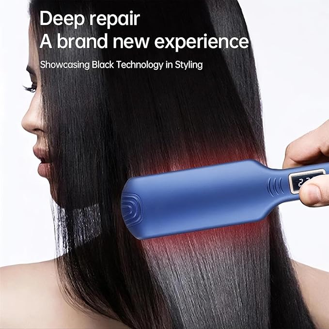 PRO Infrared Wide Flat Iron Hair Straightener Version LCD Display Hair Straightening and Curling Iron Dual Purpose Salon Tool Anti-Scald Gifts for Women Lovers or Friends