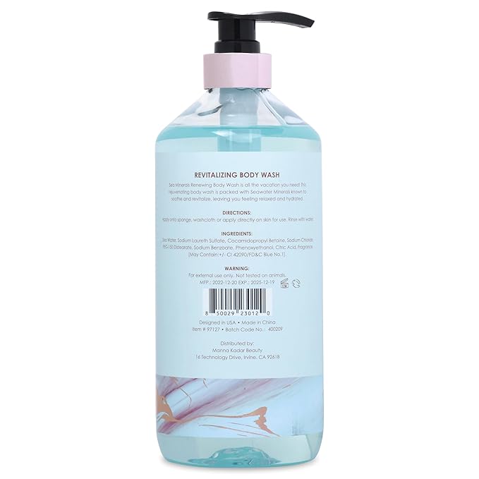 Manna Kadar Beauty Dead Sea Minerals Revitalizing Body Wash Eucalyptus &amp Marine Collagen - Clean Soothe Revitalizes Rejuvenates Skin Shower Gel