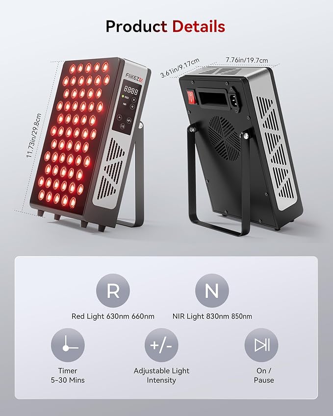2026 Upgraded Red Light Therapy for Body Face 4-Chip 630nm/660nm/830nm/850nm Red Light Panel with 3 Modes Dimmable &amp Timer Infrared Light Therapy for Home Office Gym Pro 60 LEDs