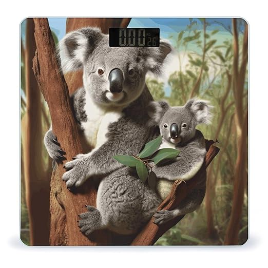 Koala Family Bathroom Scale for Body Weight Bathroom Weighing Scale with Backlit LCD Display Highly Accurate Measures Weight Up to 180kg