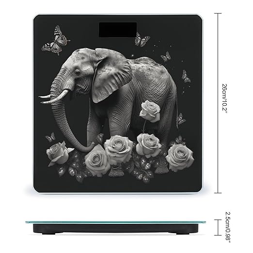 Elephant and Butterfly Bathroom Scale for Body Weight LCD Display Digital Bathroom Scale Tempered Glass Bathroom Weight Scales Fashion Smart Scales for Home Bedroom 400 Lb