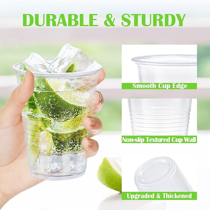 500 Pack 7 oz Plastic Cups Disposable Drinking Cups Water Cups Plastic Clear Cups for Party Wedding Graduation Travel Holiday Events BirthdayColdHot