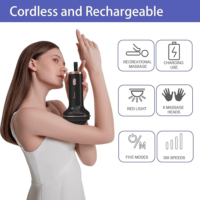 Handheld Cellulite Massager Body Sculpting Machine Rechargeable &amp Cordless Stomach Fat Massager With 8 Massage Heads 2 Mesh Covers Massage Abdominal Belly Thighs Butt Neck for Women Men at Hom