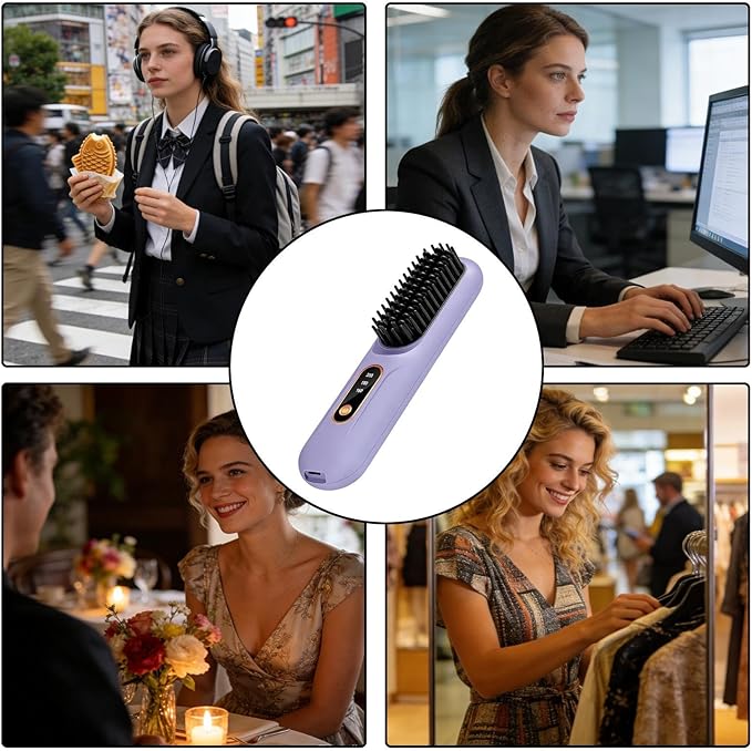 Hair Straighteners for Women3-Temp Rechargeable LCD Display - Cordless Hair Straightener Hot Brushfor Women Girls Long Short Styling Home Travel Party Daily Dating Wedding